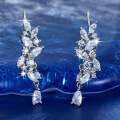 wholesale 925 Sterling Silver Leaf Zircon Ear Clips, Fashionable and Luxurious, Gentle and Niche Design, High-End Sense, INS Style Ear Cuffs-0-1