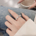 wholesale S925 Silver Fashion European and American Irregular Lines Minimalist Ins Style Versatile Open Ring-0-3