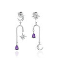 wholesale S925 sterling silver plated with 18k gold, stylish and natural colored gemstone irregular earrings for live streaming wholesale-0-2