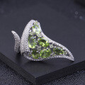 wholesale S925 silver Italian designer open ring, bold and luxurious with natural peridot-0-1