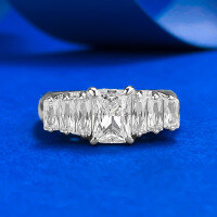 wholesale S925 Gold-Plated Silver 5*7mm Rectangular White Diamond Daily Fashion Personality Style European and American Cross-Border AliExpress-R1349 White Diamond Ring Size 7