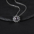 wholesale S925 Sterling Silver New Natural Freshwater Pearl Necklace with Sunflower Design, Fashionable and Lightly Luxurious Collarbone Pendant-0-1