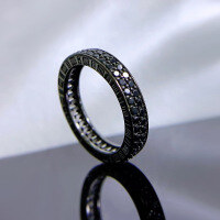 wholesale 925 Silver Mu Jing Jewelry NewBlack Diamond Row Ring InsStackable Row Diamond Ring Band Wish-R499 Black Diamond No. 6