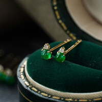 wholesale S925 Sterling Silver Red Elk Stud Earrings, Simple and Stylish, Hypoallergenic for Healing Piercings, Personalized Luxury French-inspired New Women's Trend-BE0235-Gold 925 Silver