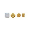 wholesale Sterling Silver Gold-Plated Ancient Method Silver Jewelry Components with Micro-Paved Zirconia Small Flower Hydrangea Four-Leaf Clover Large Hole Spacer Beads Double Row Diamonds-0-4