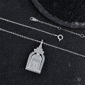 Sterling Silver Castle Pendant Necklace, Trendy Minimalist Layering Chain, Moissanite Accent-0-0