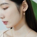 wholesale S925 Sterling Silver Japanese Korean Light Luxury Style Sun Earrings for Women, Niche Design, Inlaid with Synthetic Opal Zircon, Direct from Manufacturer-0-1