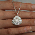 925 Silver Pendant Moissanite Necklace, Classic Six-Prong Snowflake Sunflower for Women, Factory Live Drop Shipping-0-2