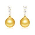 wholesale 18K Gold Light Luxury Princess Style Diamond Pearl Earring Setting Women's 14K Gold Ear Stud DIY Inlay Pearl Accessories-0-0