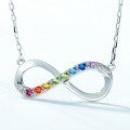 wholesale S925 Sterling Silver Summer New Fashion Minimalist Infinity Symbol Eight-Character Pendant Choker Necklace Rainbow Cross-Border Hot Item-0-2