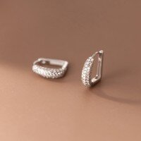 wholesale S925 Sterling Silver Minimalist Letter D-Shaped Full Diamond Ear Clasp for Women, Small Batch Personalized Fashion Ear Clasp, Luxury Earrings-D-shaped earrings 925 silver