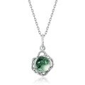 wholesale S925 Sterling Silver Japanese Korean Style Retro Elegant Moss Agate Pendant Necklace for Women Cross-Border Exclusive-0-5