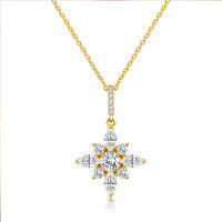 wholesale S925 Sterling Silver Amazon Bestseller European and American Light Luxury Moissanite Snowflake Pendant Necklace Collarbone Chain with Unique Design-Snowflake Necklace [Zircon] White Gold