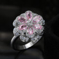 wholesale S925 Sterling Silver Cloud-Pull Jewelry Rotatable Flower Pink Zircon Fashion Women's Ring-0-3