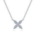 Sterling Silver Pendant with 1-Carat Moissanite, Four-Leaf Clover Necklace for Women-0-3