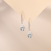 wholesale S925 sterling silver small designer geometric triangle earrings for women, cross-border new accessory for TEMU and SHEIN dropshipping-Zircon Earrings>925 Silver