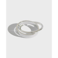 wholesale S925 Sterling Silver Korean Style Minimalist Double Ring Interlocking Women's Ring, INS Style-Silver No. 11