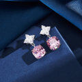 wholesale S925 Sterling Silver Cloud Pull New Collection Jewelry, Light Luxury 5A Ice-Cut Pink Zircon Earrings for Women-0-3