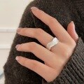 wholesale S925 Sterling Silver Irregular Drip Glaze Ring for Women, Small Niche, Light Luxury, Openable, High-end Fashionable Statement Ring-0-2