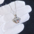 Sterling Silver Moissanite Leaping Heart Pendant Necklace-0-1