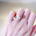 wholesale S925 Silver New Simple and Fashionable Women's Ring with 10mm Pearl, Hot-Selling Style-0-3