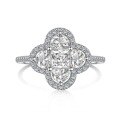 wholesale S925 Sterling Silver Women's Heart-Shaped Four-Leaf Clover Zircon Separate Design Small Luxury Ring-0-10