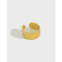 wholesale S925 Sterling Silver Korean Style Ins Geometric Polished Surface Ear Clips for Non-Pierced Ears-18K gold [single] 925 silver