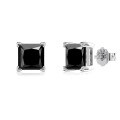wholesale S925 Sterling Silver Advanced Minimalist Square and Round Black Zircon Earrings for Women, Fashionable and Elegant Accessories-0-5
