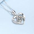 wholesale S925 Sterling Silver Pendant Women's Love at First Sight Heart Pendant Douyin Same Style 80-Point Four-Prong Moissanite Necklace Collarbone-0-2