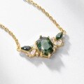 wholesale S925 Silver Cross-Border New European and American Light Luxury Natural Moss Agate Necklace for Women, Versatile Collarbone Chain with Green Moss Stone-0-2