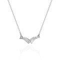 wholesale S925 Sterling Silver Maker's Flying Seagull Necklace, Korean-style Double V Light Luxury Niche W Letter Minimalist Collarbone Chain Jewelry-0-3