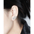 wholesale S925 Metal Korean Version Small Niche Personality Temperament Advanced Sense Long Fringe Double Flower Inlaid Zircon Earrings for Women-0-3