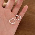 wholesale S925 Sterling Silver Textured Heart Ear Clasp Earrings for Women, Elegant and Luxury Advanced Sweet and Edgy Ear Accessories-0-1