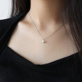 wholesale S925 Sterling Silver Korean Mori-style Student Simple and Elegant 6mm Single Zircon Pendant Necklace for Women-0-3
