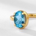 wholesale S925 Sterling Silver Gold-Plated, Japanese-style Light Luxury Retro Topaz Star-Shaped Ring, Open Adjustable, Dropshipping-0-3