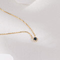 wholesale 10K Gold Japanese Retro Style Light Luxury Blue Sapphire and White Zircon Necklace, Everyday Jewelry Wholesale Manufacturer-0-2
