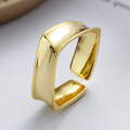wholesale S925 Sterling Silver Irregular Wide Smooth Surface Square Open Ring Ins Time Street Style Ring for Women-0-1