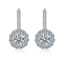 925 Sterling Silver Hip Hop American Style Unisex Moissanite D Color Round Hoop Earrings-0-3