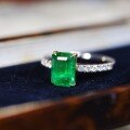wholesale S925 Sterling Silver Red Elk Full Body Green Diamond Ring, Women's Simple and Fashionable Versatile Ring, Niche Light Luxury French-style Ring-0-3
