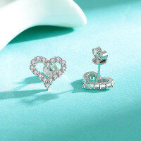 wholesale S925 Sterling Silver Moissanite Full Diamond Heart Stud Earrings, Minimalist Niche Hollow Heart Earrings, Elegant Heart-shaped Earrings-0.32CT+0.32CT (zircon) earrings 925 silver