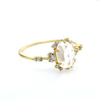 wholesale 14K Gold Plated 925 Sterling Silver Summer New Collection Rock Candy Clear Zirconia Women's Ring Factory Supply-Yellow 1#-Natural White Crystal Medo No. 6