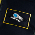 wholesale S925 Silver New Snake-shaped Aqua Diamond Light Luxury Personality Ring Vintage Fashion Commuter Style-0-3