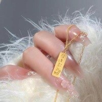 wholesale S925 silver with 18K gold plated, Korean ins princess please get rich necklace women new Chinese style crushed ice gold pendant-Princess, Please Make Me Rich - 18K Gold > 925 Silver