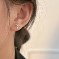 wholesale Metal: S999 Sterling Silver, Eight-Pointed Star Ear Studs Women, Ins Style Light Luxury Fashion High Street Wind Earrings Ear Accessories New-0-0