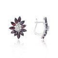 wholesale S925 sterling silver European and American style cross-border natural garnet marquise gemstone ear studs with British clasp silver earrings-0-0