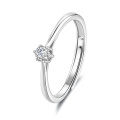 S925 Silver 6-Prong Cultured Gemstone Women's Ring, Minimalist High-Quality-0-3