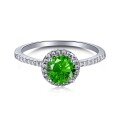 wholesale S925 Sterling Silver Emerald Zircon Ring with High Carbon Diamond, British Retro Inspired Light Luxury Design Gemstone Ring-0-8