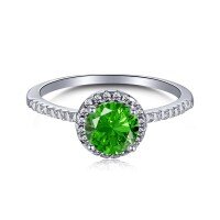 wholesale S925 Sterling Silver Emerald Zircon Ring with High Carbon Diamond, British Retro Inspired Light Luxury Design Gemstone Ring-NE120111-SW-WG 8