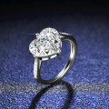 Sterling Silver Moissanite Heart-Shaped Ring for Women-0-3