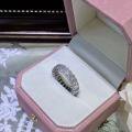 Gold-Plated 925 Silver Full Eternity Band with Single 08ct Emerald Cut Diamond-0-1